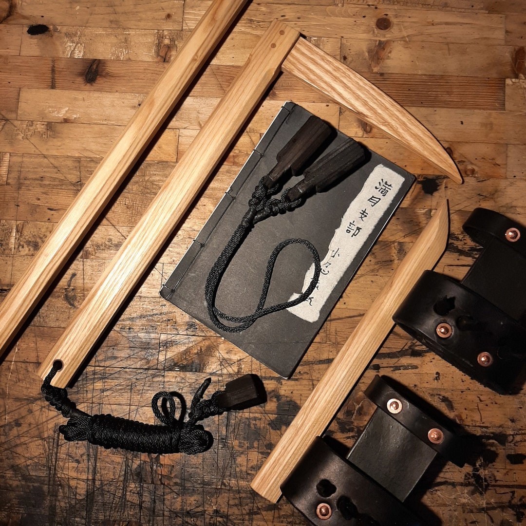 Kusarigama, Training Tool, Wooden Sickle With Rope and Weight, Martial