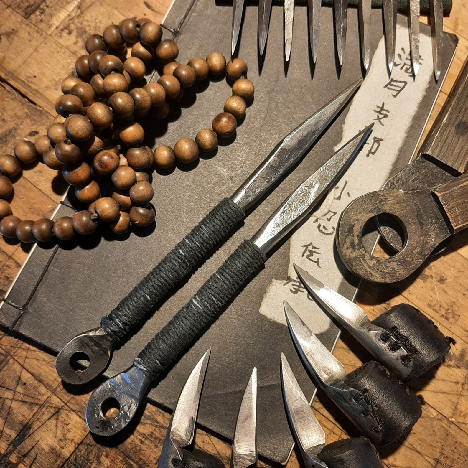 Two Ko Kunai Steel dart with 100 cotton cord handle Martial Etsy