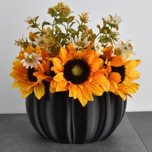 Large Black Pumpkin Planter Home Decor