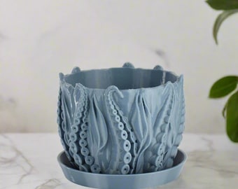 Small Octopus Tentacles Undersea Planter, Gray Blue, 4-inch Pot