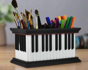 Piano Keyboard Desk Organizer, Pencil Holder, Music Teacher Gift