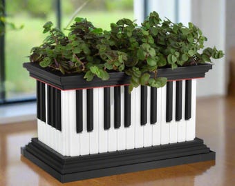 Piano Keyboard Planter, 3D Printed, 8-Inch-Wide Trough with Tray