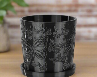 Medium Butterfly Planter, Black, 6-inch Pot, Indoor/Outdoor