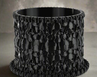 Large Skull Catacombs Planter or Container, Black, 8-inch Pot, Optional Drip Tray, Indoor/Outdoor