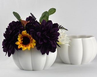 Large Pumpkin Planters, Matte White