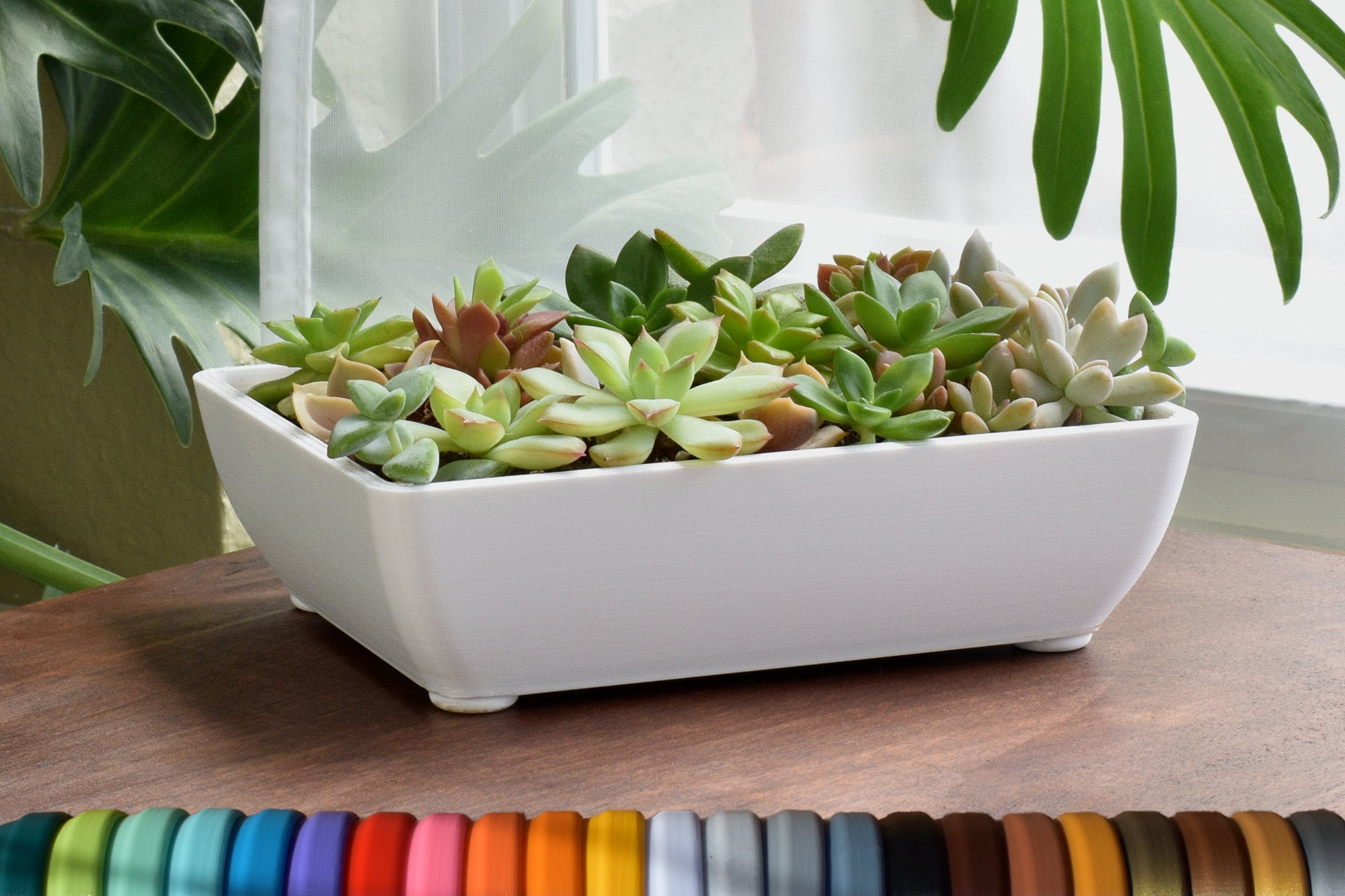 Modern Shallow Planter With Drainage and Optional Tray 30 Colors