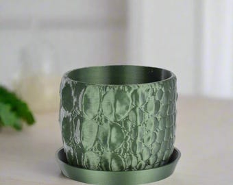 Small Alligator Planter, Metallic Green, 4-inch Pot