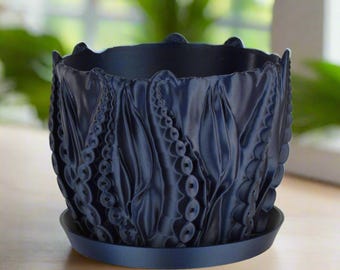 Medium Octopus Tentacles Undersea Planter, Dark Blue, 6-inch Pot, Indoor/Outdoor
