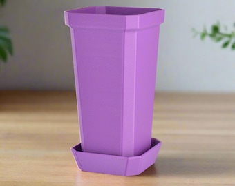Tall and Narrow Plant Pot, Mauve, 7-inch Height