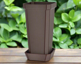 Tall and Narrow Plant Pot, Chocolate, 7-inch Height