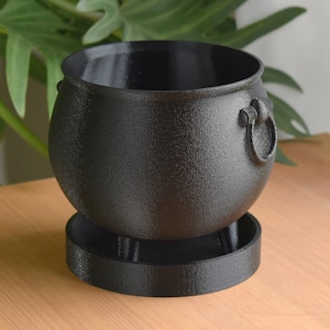 Small Cauldron Planter with Tray, 4-inch Plant Pot