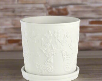 Medium Butterfly Planter, Matte White, 6-inch Pot