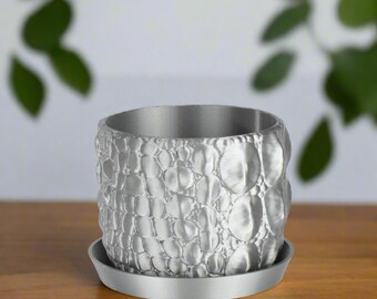 Small Alligator Planter, Silver Color, 4.5-inch Pot
