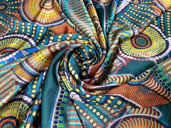 Tribal Design Satin Polyester Ao Dai Fabric Geometric Design | Etsy