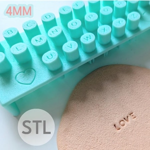 Juego de sellos con letras del alfabeto en miniatura (mayúsculas de 4 mm) / Archivos STL digitales / Grabadores de joyería y manualidades para polímeros PMC y todas las demás arcillas