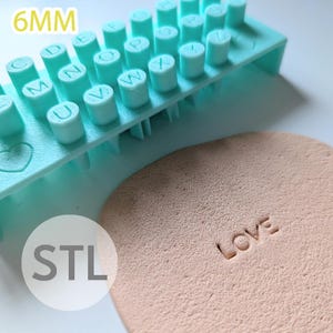 Conjunto de carimbos de letras do alfabeto - 6 mm maiúsculas | arquivos STL digitais | Gravadores de joias e artesanato para polímero PMC + todas as outras argilas