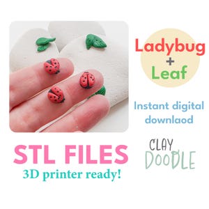 Micro Ladybug + Leaf cutter set: Cutters for clay crafts (Digital STL Files)