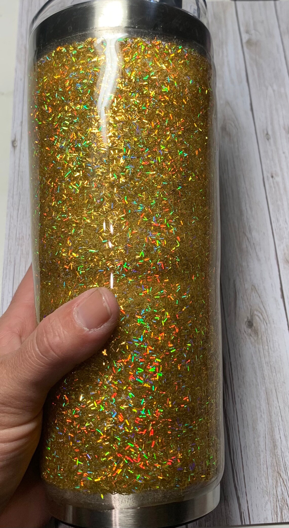 Gold Hologram glitter 24oz Bubba tumbler with straw Etsy