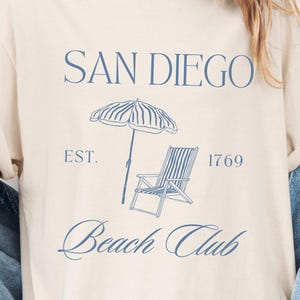 San Diego Beach Club T-Shirt Comfort Colors 1717 | Vintage Coastal California Shirt | Oversized Fit | Retro Surf Graphic Tee