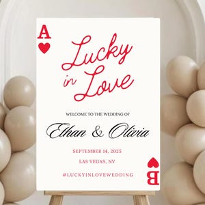 Lucky In Love Vegas Theme Wedding Welcome Sign - Viva Las Vegas Welcome Sign - Lucky In Love Las Vegas Wedding Canva Template Download