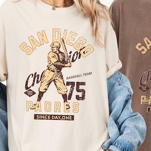 San Diego Baseball Shirt – Vintage California Baseball Fan Tee, Comfort Colors 1717, Brown & Gold Retro Game Day Shirt