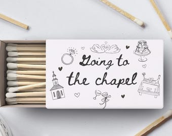 Editable Wedding Matchbox Template Going to the Chapel – Custom Matchbook Favor Design, DIY Printable Label for Matches, Wedding Favor Match