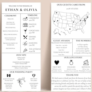 Wedding Program DIY Order of Service - Wedding Program Template - Minimalist Ceremony Program Canva Template - Wedding Itinerary