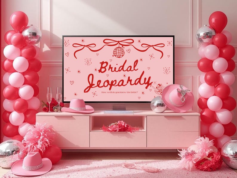 Jeopardy Bachelorette Bridal Shower Game | Cowgirl Disco Theme Editable Canva Trivia Party Game for Bachelorette, Hen Party, Wedding Shower image 1