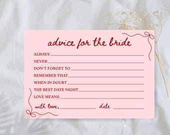 Tarjetas de consejos para despedidas de soltera: recuerdo de boda, cartulina impresa de 4x6