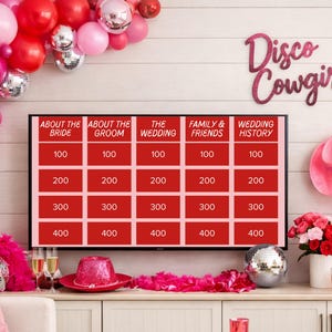 Jeopardy Bachelorette Bridal Shower Game | Cowgirl Disco Theme Editable Canva Trivia Party Game for Bachelorette, Hen Party, Wedding Shower image 12