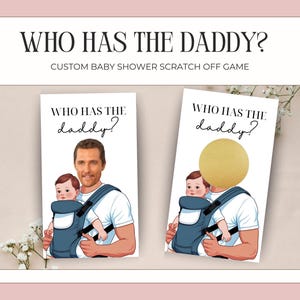 Printed Baby Shower Game Who Has The Daddy Scratch Off, Scratch Off Baby Shower Game, Who Has the Daddy Celebrity Edition, Baby Shower Games