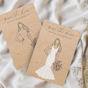 Guess The Dress Bridal Shower Game: Kraft Paper Cards, Pencils Included