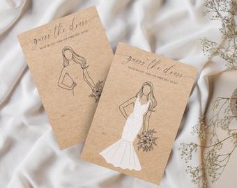 Guess The Dress Bridal Shower Game: Kraft Paper Cards, Pencils Included