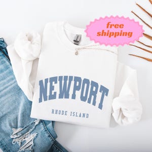 Newport Rhode Island Sweatshirt | Coastal Vintage Crewneck | Preppy New England Pullover | Newport RI Gift | Nautical Beach Town Sweater