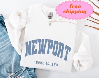 Newport Rhode Island Sweatshirt | Coastal Vintage Crewneck | Preppy New England Pullover | Newport RI Gift | Nautical Beach Town Sweater