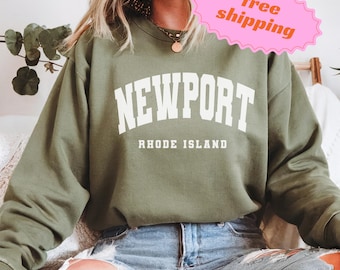 Newport Rhode Island Sweatshirt | Coastal Vintage Crewneck | Preppy New England Pullover | Newport RI Gift | Nautical Beach Town Sweater