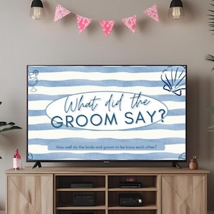 Bachelorette Game What Did The Groom Say? Beach Coast Theme | Editable Canva Template | Interactive Bachelorette or Bridal Party Game