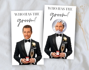 Gedrucktes Brautparty Spiel Wer hat den Bräutigam Rubbel | Junggesellinnenabschied Spiel | Promi und Bräutigam Edition | Hochzeit Party Spaß