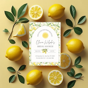 Main Squeeze Lemon Bridal Shower Invitation Main Squeeze, Lemon Theme Invitation, Editable Citrus Shower Decor - Easy 5x7 Canva Template