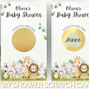 Jungle Baby Shower Scratch Off Game: Safari Animal Theme