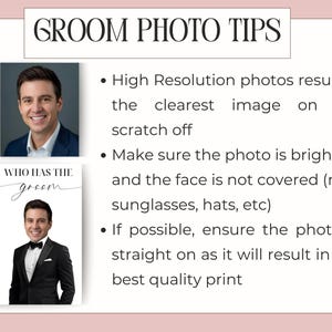 Printed Bridal Shower Game Who Has The Groom Scratch Off | Bachelorette Party Game | Celebrity and Groom Edition | Wedding Party Fun image 12