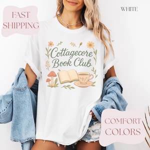 Cottagecore Book Club T-shirt, Comfort Colors Tee, Unisex Garment-Dyed Shirt, Cozy Literature Lover Gift, Vintage Style Top