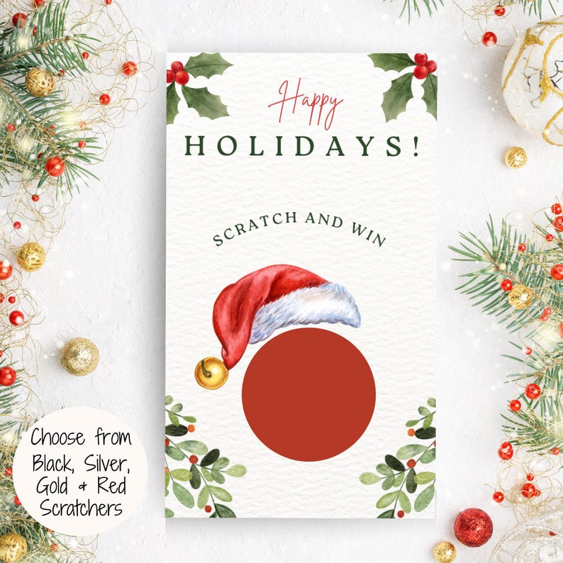 Christmas Party Scratch off Game, Reindeer Christmas Games and Party ...