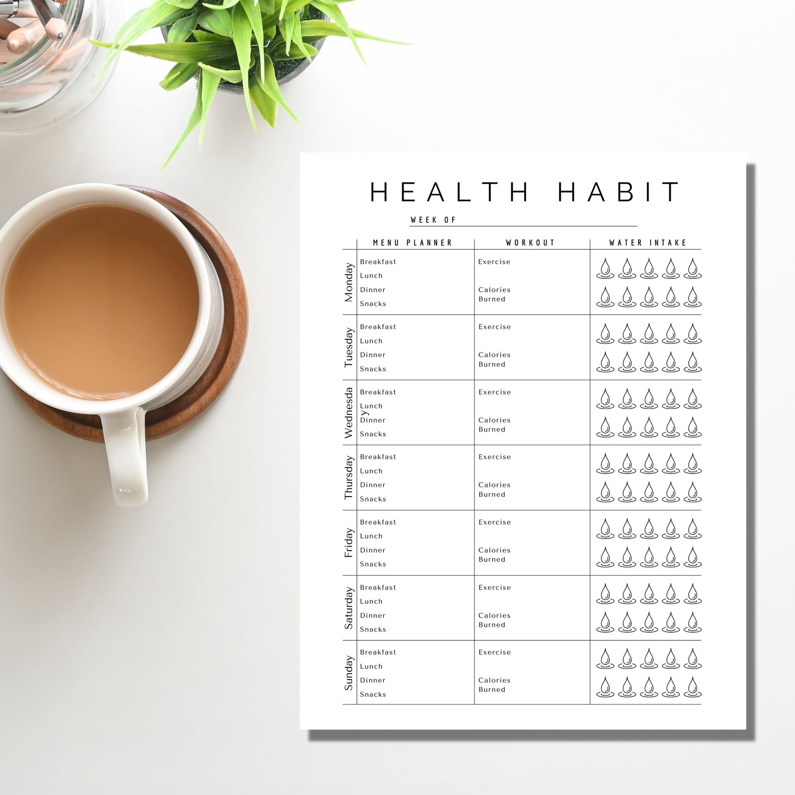 Healthy Habit Tracker, Printable Habit Tracker, Printable Meal Planner ...