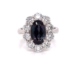 Natural 1.67 Ct. Brazillian Alexandrite & Diamond Cocktail Ring