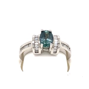 Natural  GIA Certified Oval Alexandrite 1.11 carat & Diamond 14K White Gold Ring