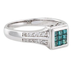 14K Blue Gemstone Diamond Cocktail Ring