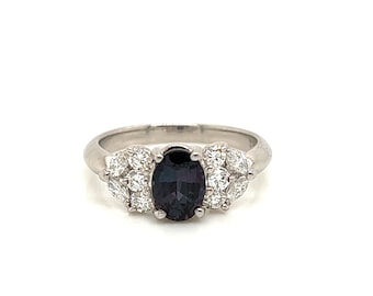 Natural GIA Certified 1.24 Ct. Brazillian Oval Alexandrite & Diamond Cocktail Ring