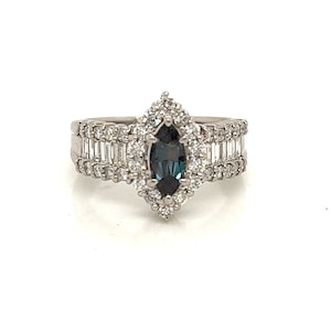 GIA Certified Natural 0.72 Ct Alexandrite & Diamond Cocktail Ring