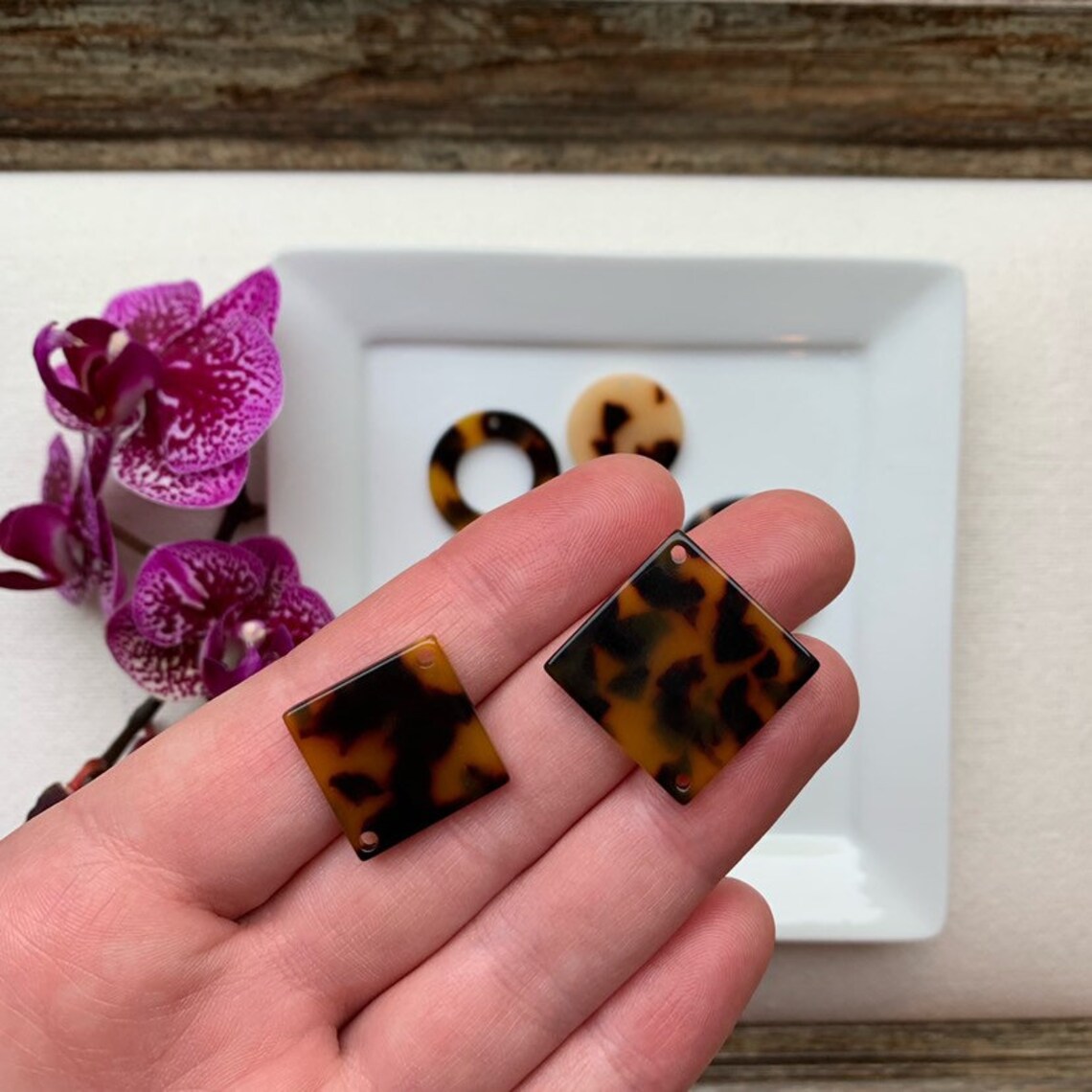 Acetate Charms in Tortoise Shell Tortoise Shell Resin Charms Etsy